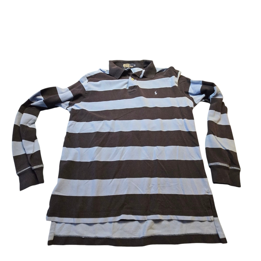 Polo Ralph Lauren Mens Blue Striped Long Sleeve Shirt Size L G29